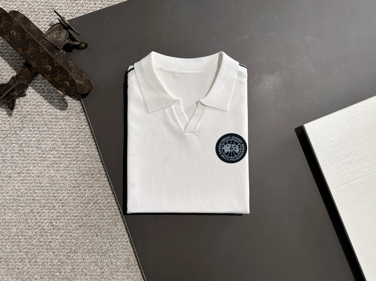 Next day shipping P300 High quality Big Goose 2025 spring and summer new men's lapel short-sleeved T-shirt Made of combed cotton yarn knitted cotton fabric, pure cotton high-weight special yarn, it feels full when weighed, and the upper body is more textured than ordinary T-shirts. This texture can cope with the weather easily and is suitable for both hot and cold! The pattern on the chest adopts three-dimensional embroidery technology, and is perfectly produced stitch by stitch with reference to the original version! Loose fit design, looks noble. Size: M to XXXL